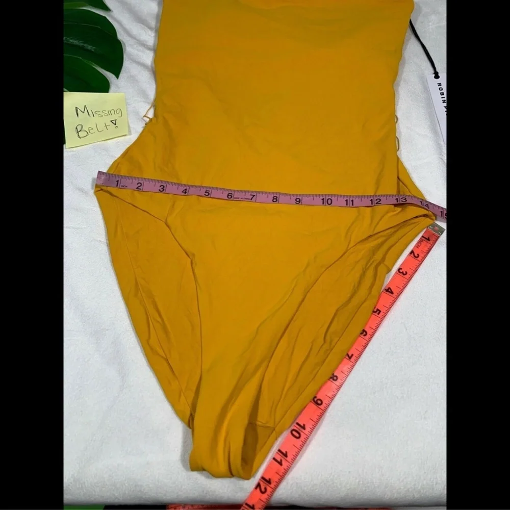 NEW Robin Piccone Luca Barbell Bandeau One‎ Piece Swimsuit Mustard [SZ 10 ] - Picture 4 of 8